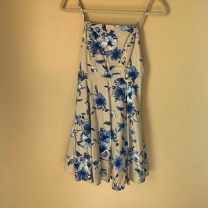 Tan dress with floral pattern